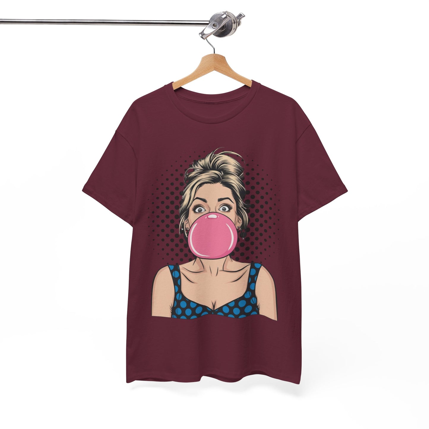 PopArt Girl Bubble Gum Bubble Tshirt unisex heavy cotton