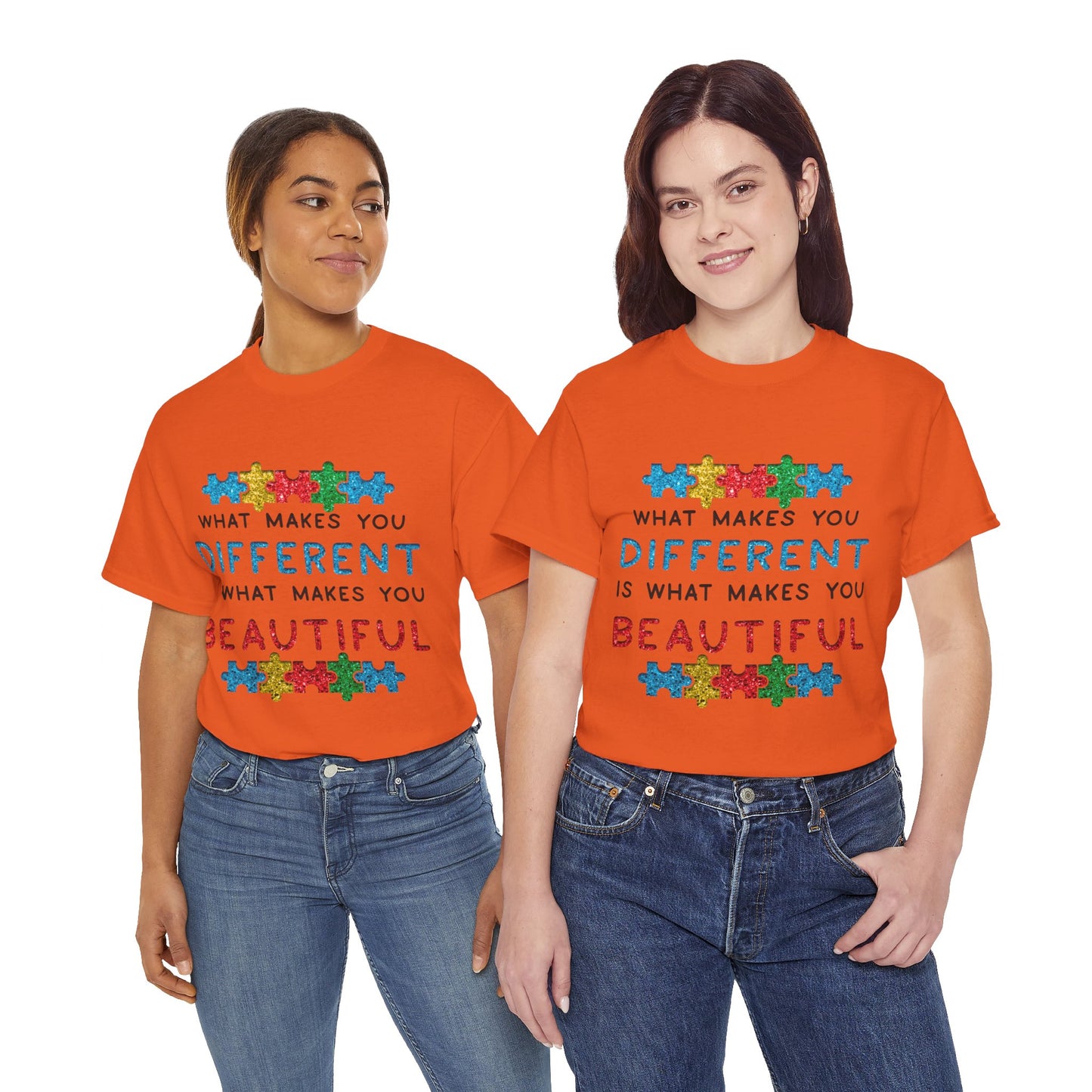 Autism WHAT MAKES YOU DIFFERENT IS WHAT MAKES YOU BEAUTIFUL T-shirt Unisex Heavy Cotton