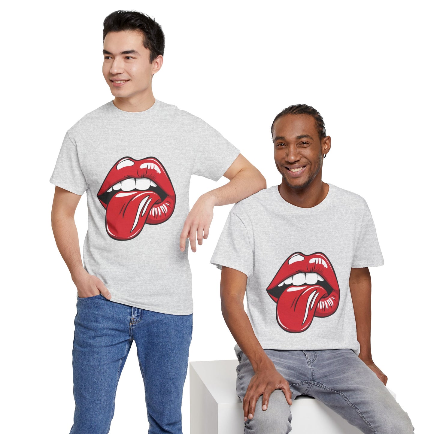 Sexy Retro PopArt Red Lips and Tounge Unisex heavy cotton Tshirt