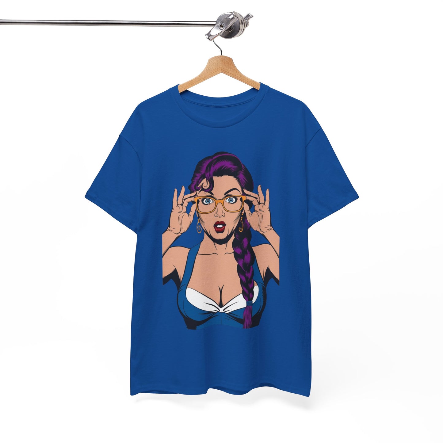 Sexy PopArt Girl Glasses and Braids Tshirt unisex heavy cotton