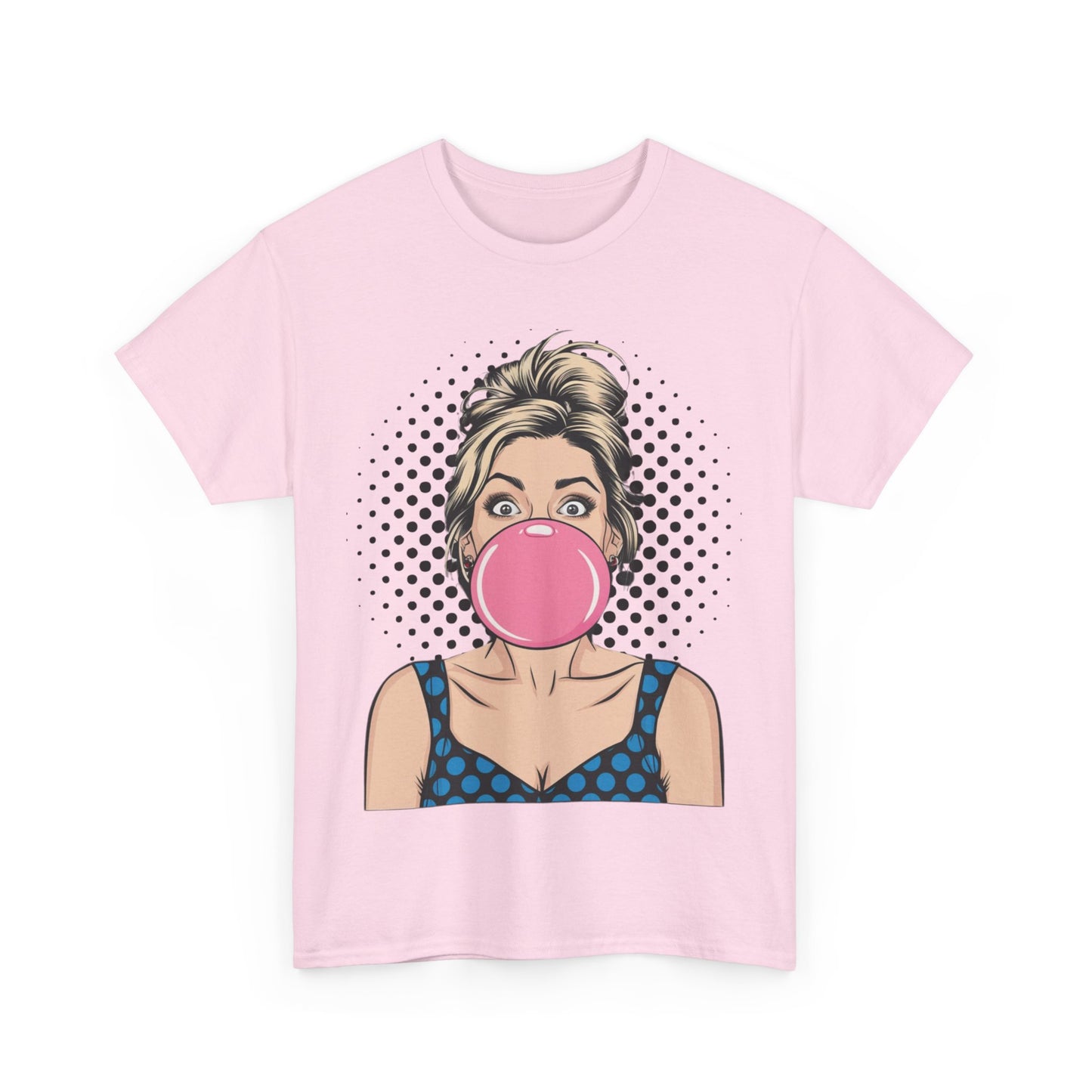 PopArt Girl Bubble Gum Bubble Tshirt unisex heavy cotton