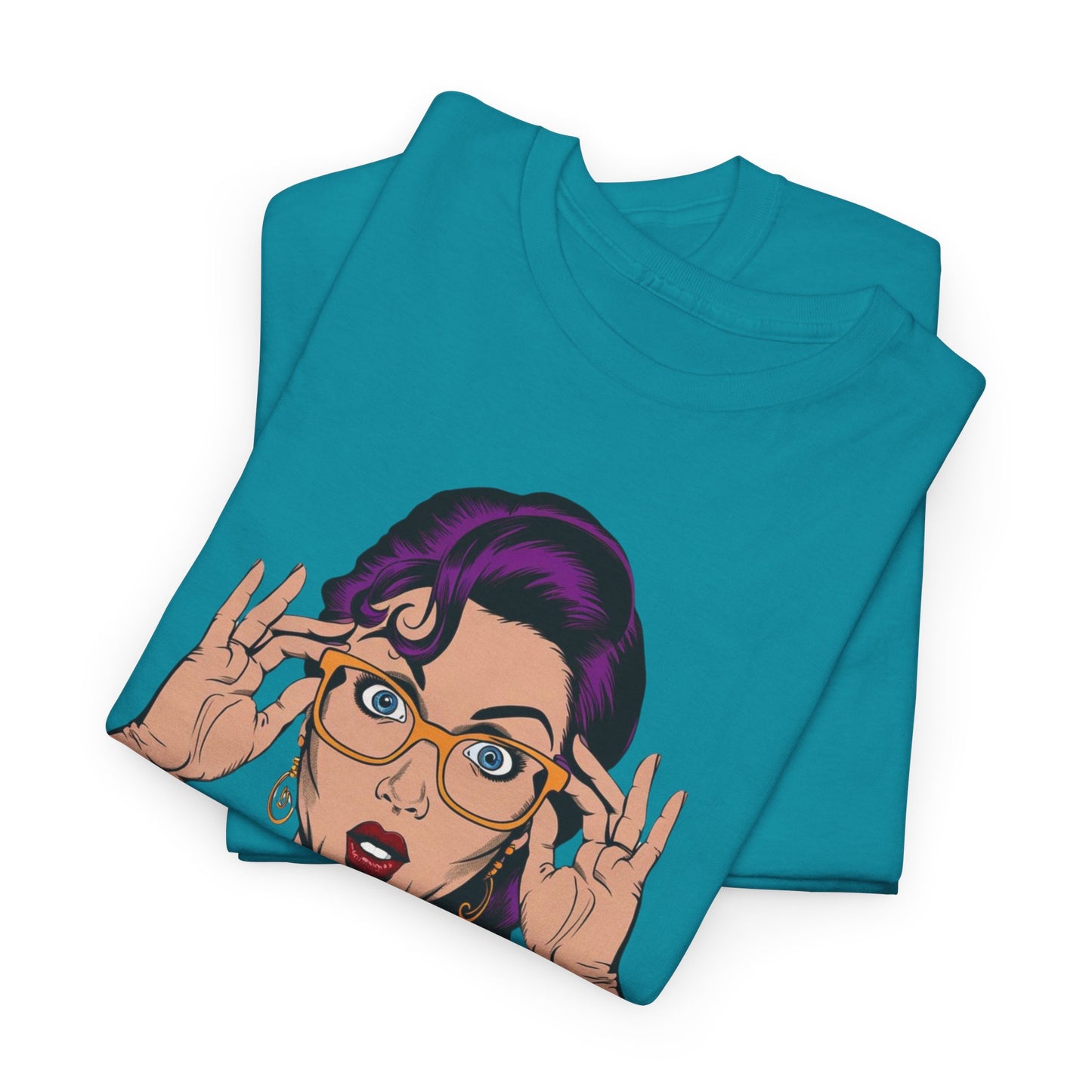 Sexy PopArt Girl Glasses and Braids Tshirt unisex heavy cotton
