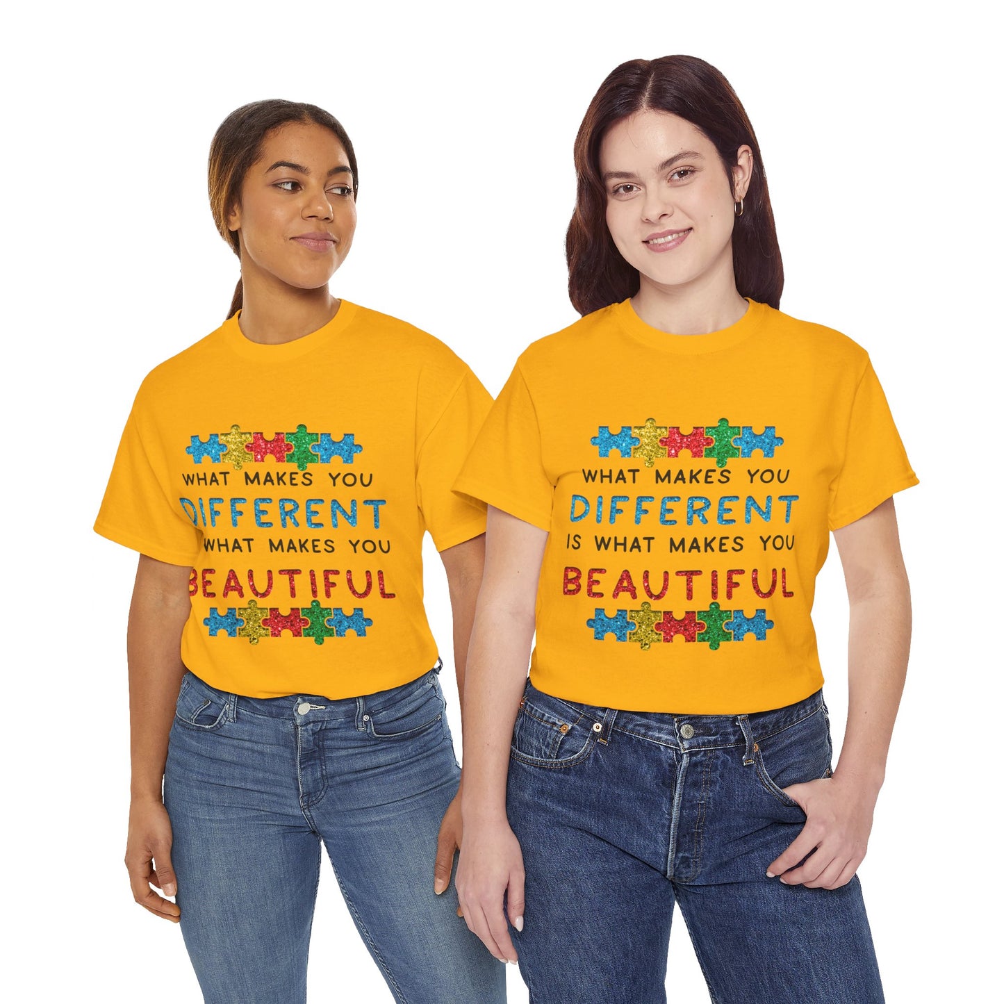 Autism WHAT MAKES YOU DIFFERENT IS WHAT MAKES YOU BEAUTIFUL T-shirt Unisex Heavy Cotton