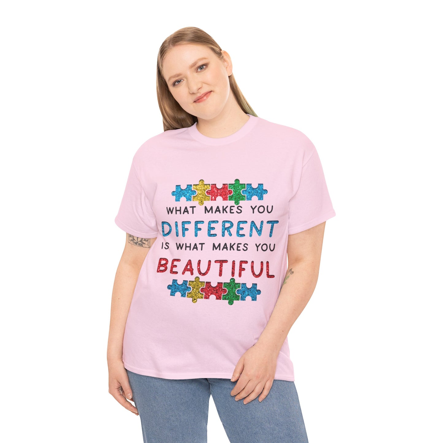 Autism WHAT MAKES YOU DIFFERENT IS WHAT MAKES YOU BEAUTIFUL T-shirt Unisex Heavy Cotton