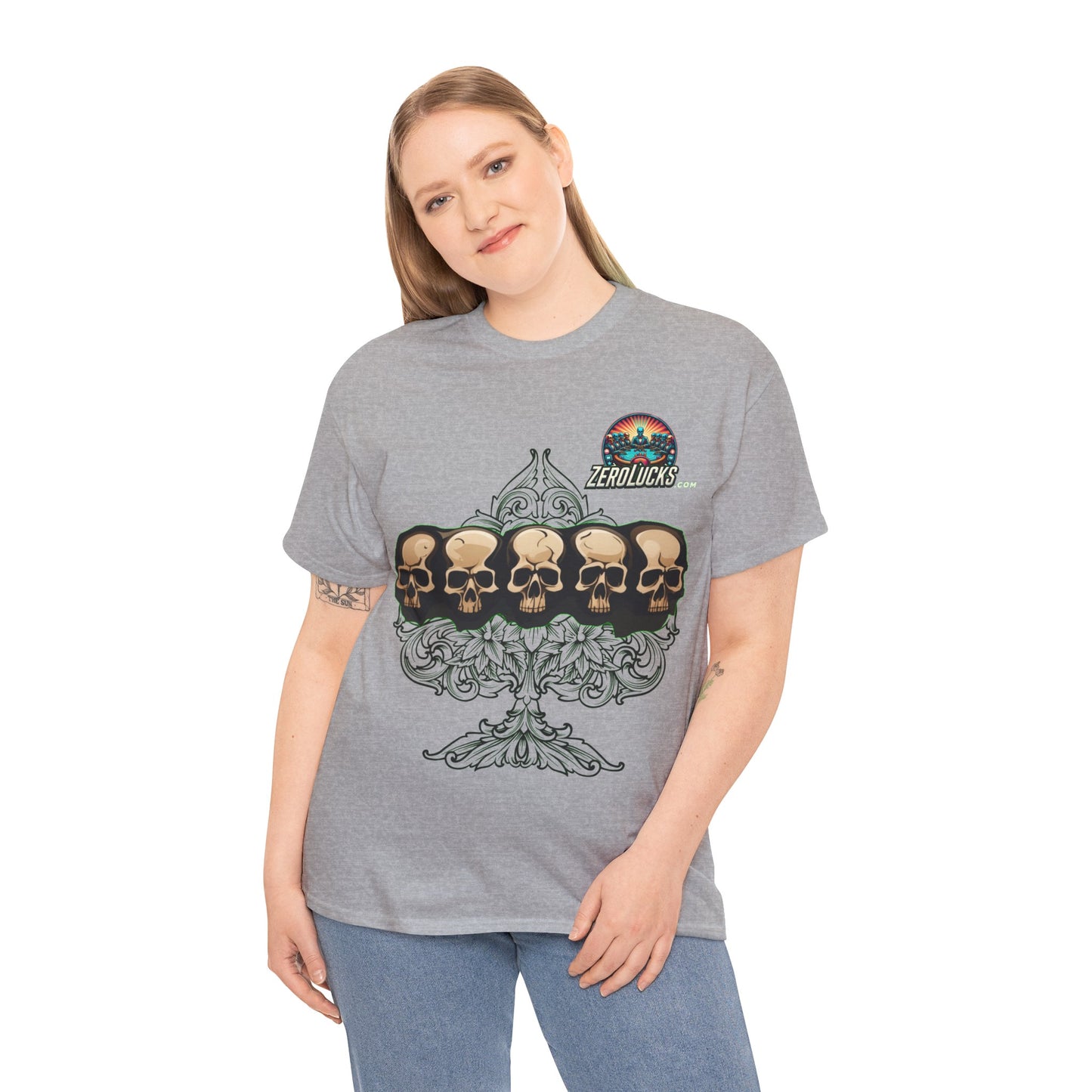 No Lucks Skulls with Spade T-shirt Unisex Heavy Cotton