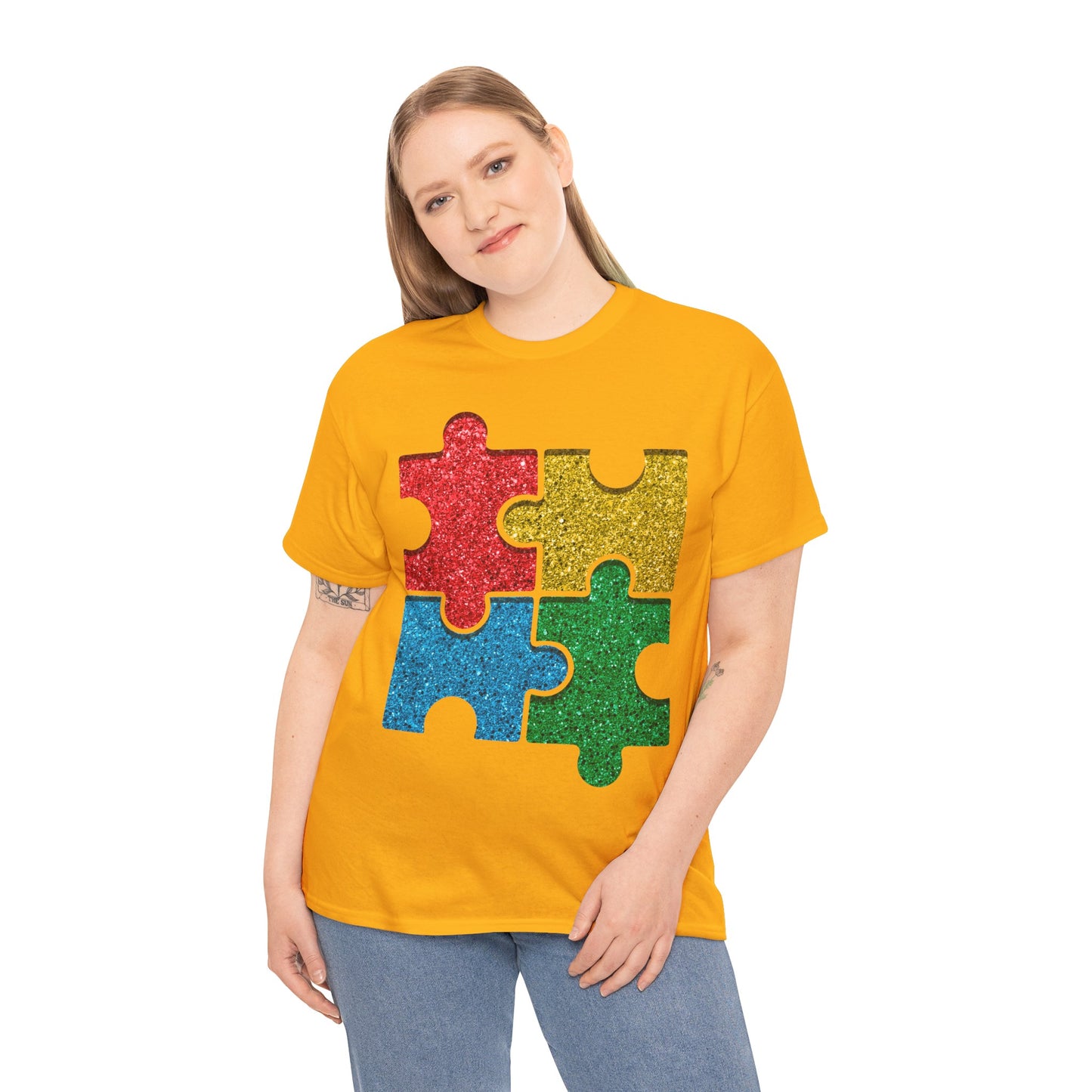 Autism Puzzle Pieces T-shirt Unisex Heavy Cotton
