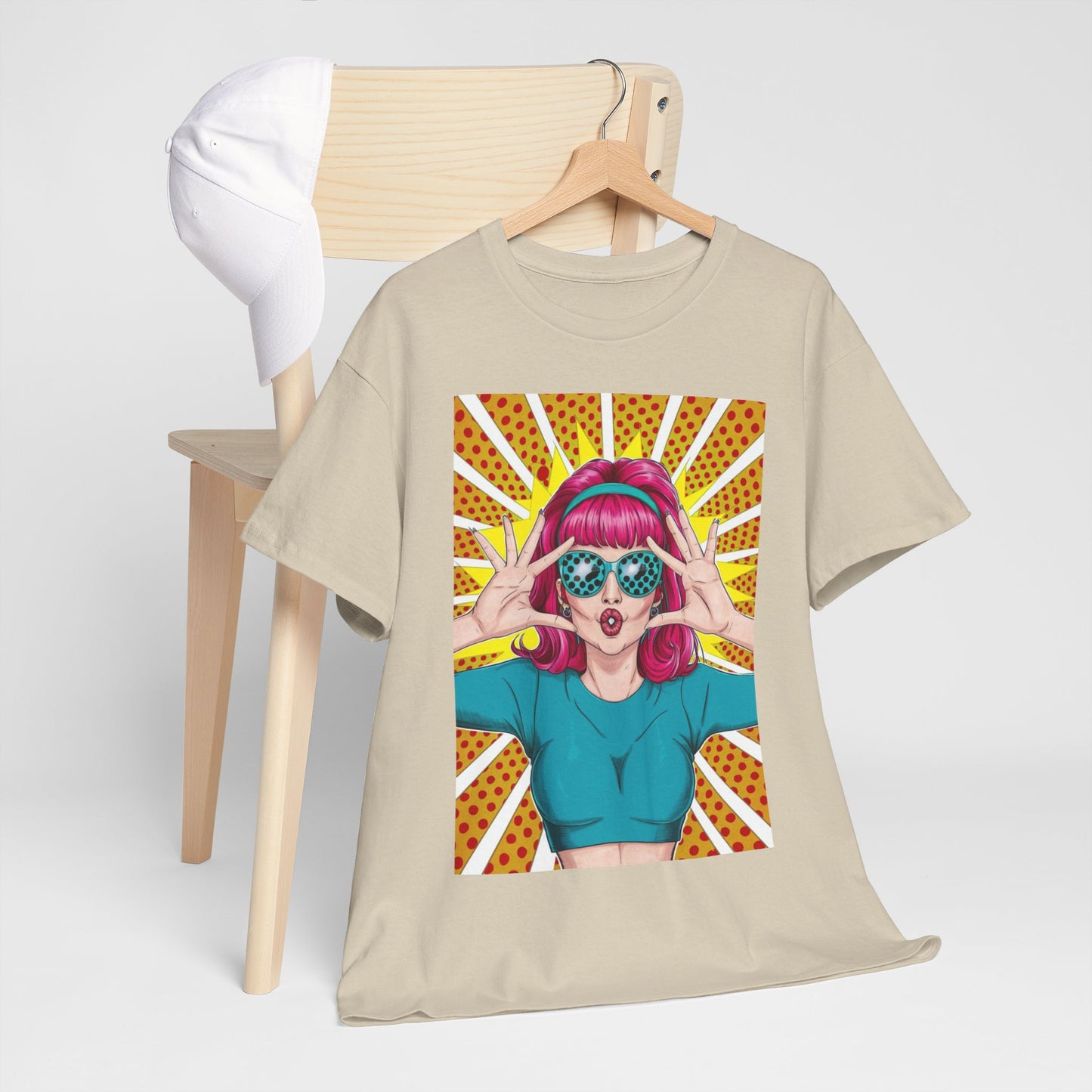 Sexy Retro PopArt Girl Vibrant Colors Unisex heavy cotton Tshirt