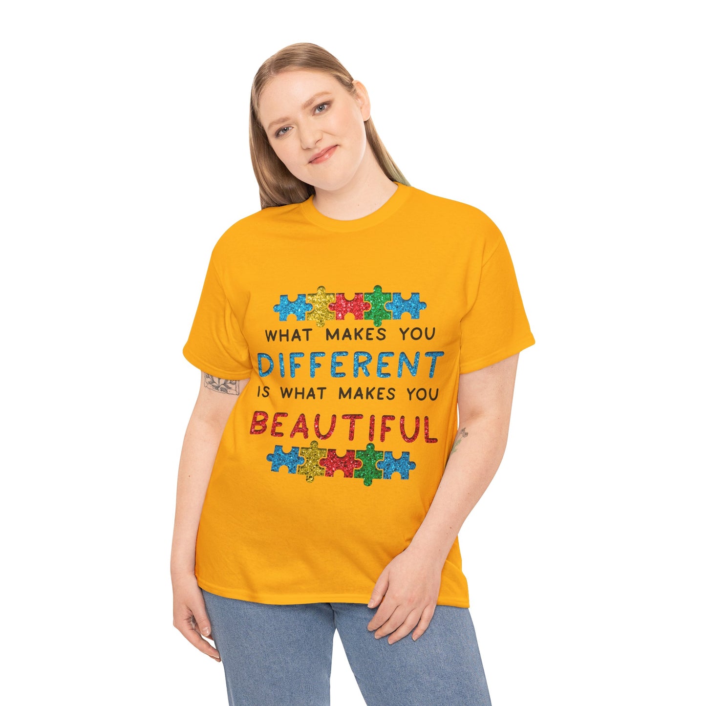 Autism WHAT MAKES YOU DIFFERENT IS WHAT MAKES YOU BEAUTIFUL T-shirt Unisex Heavy Cotton