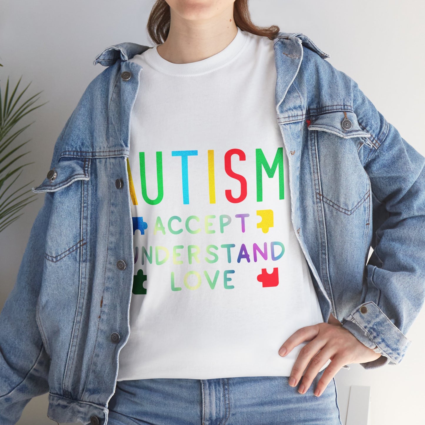 Autism ACCEPT UNDERSTAND LOVE T-shirt Unisex Heavy Cotton