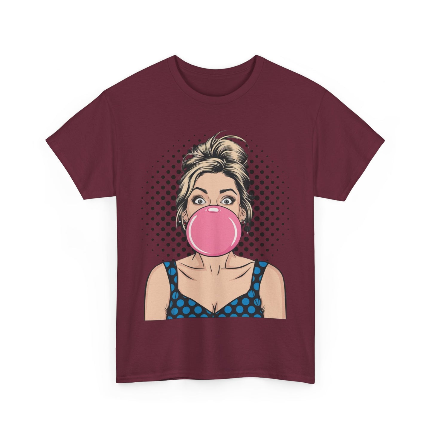 PopArt Girl Bubble Gum Bubble Tshirt unisex heavy cotton