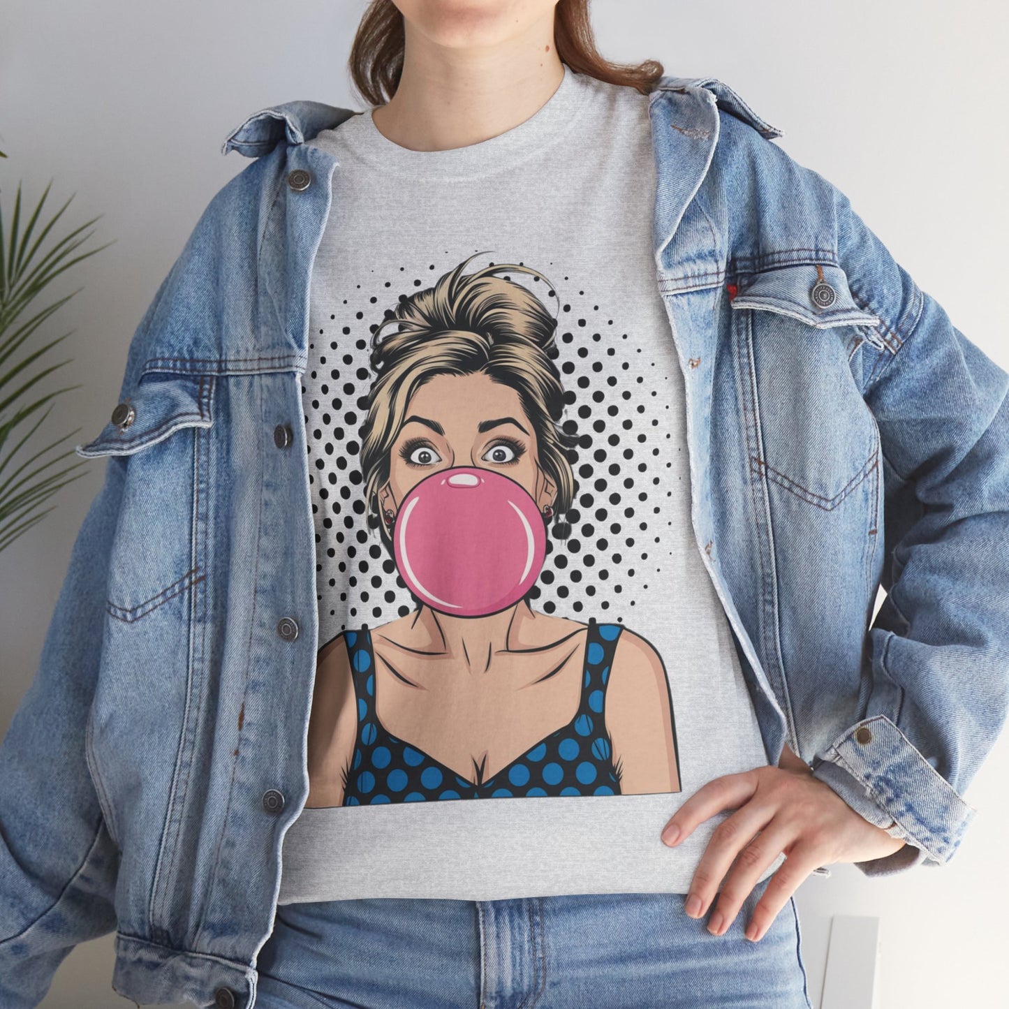 PopArt Girl Bubble Gum Bubble Tshirt unisex heavy cotton