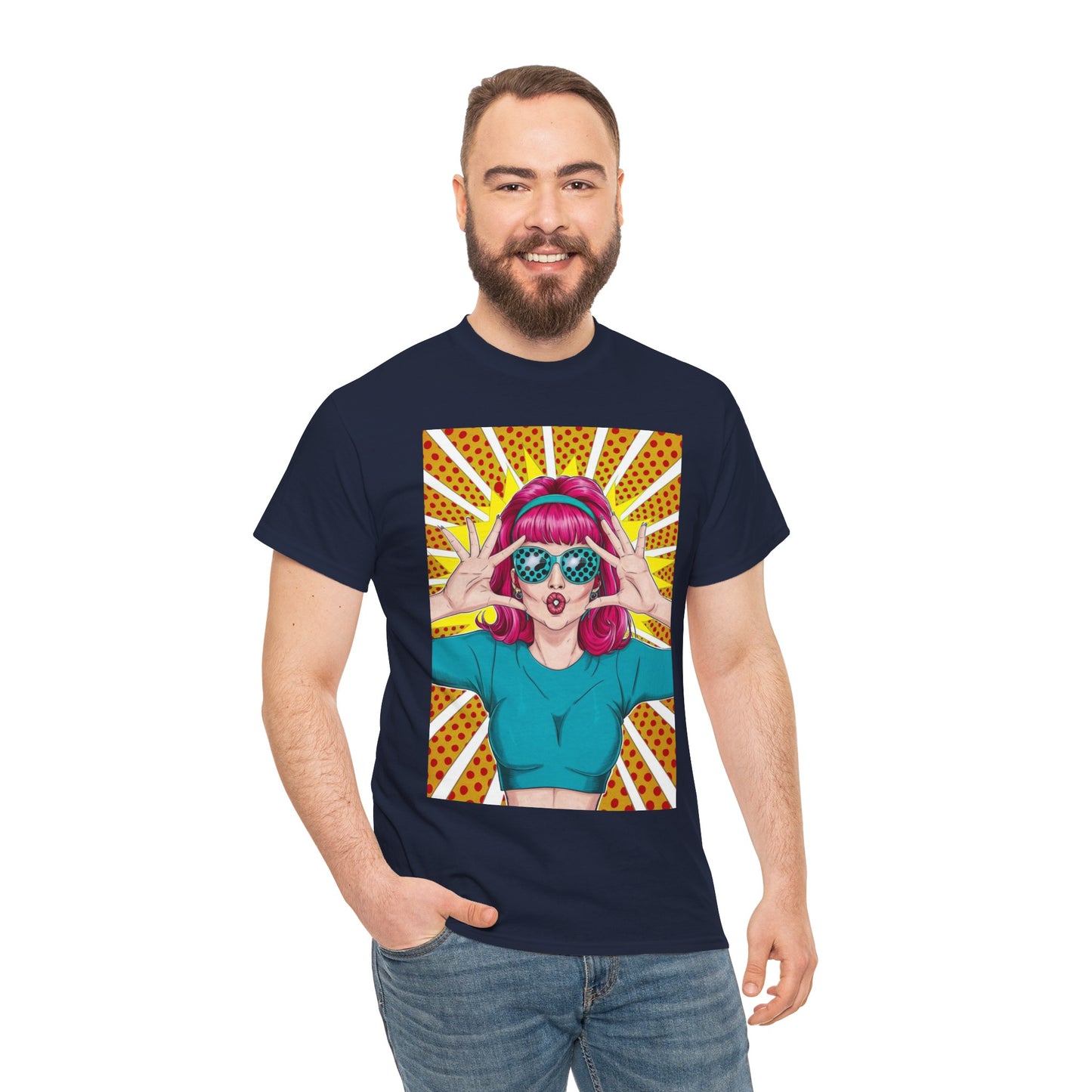Sexy Retro PopArt Girl Vibrant Colors Unisex heavy cotton Tshirt