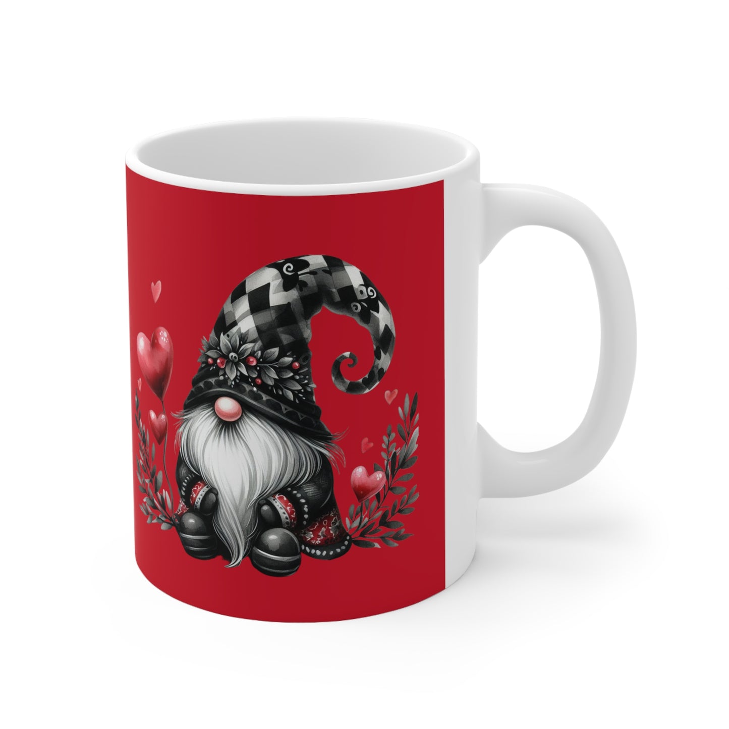 Black Valentine Gnome Ceramic Mug 11oz