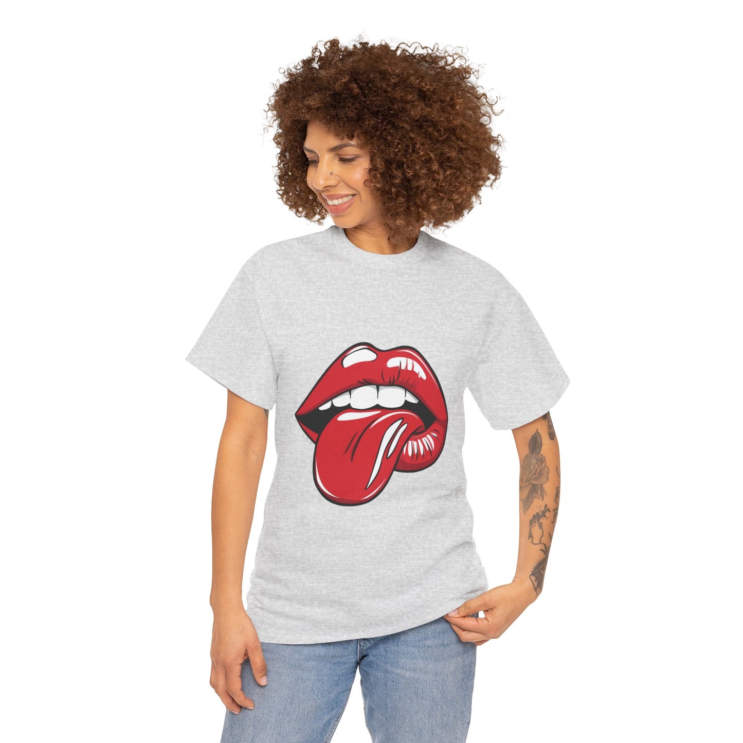 Sexy Retro PopArt Red Lips and Tounge Unisex heavy cotton Tshirt