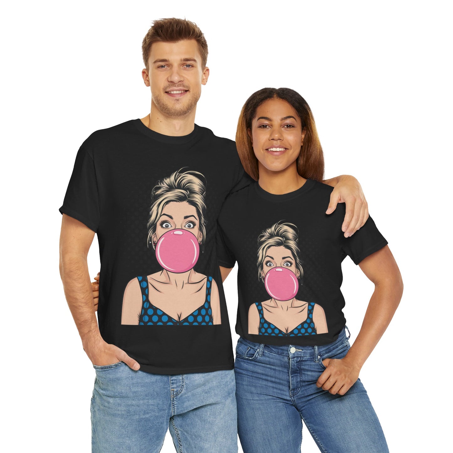 PopArt Girl Bubble Gum Bubble Tshirt unisex heavy cotton