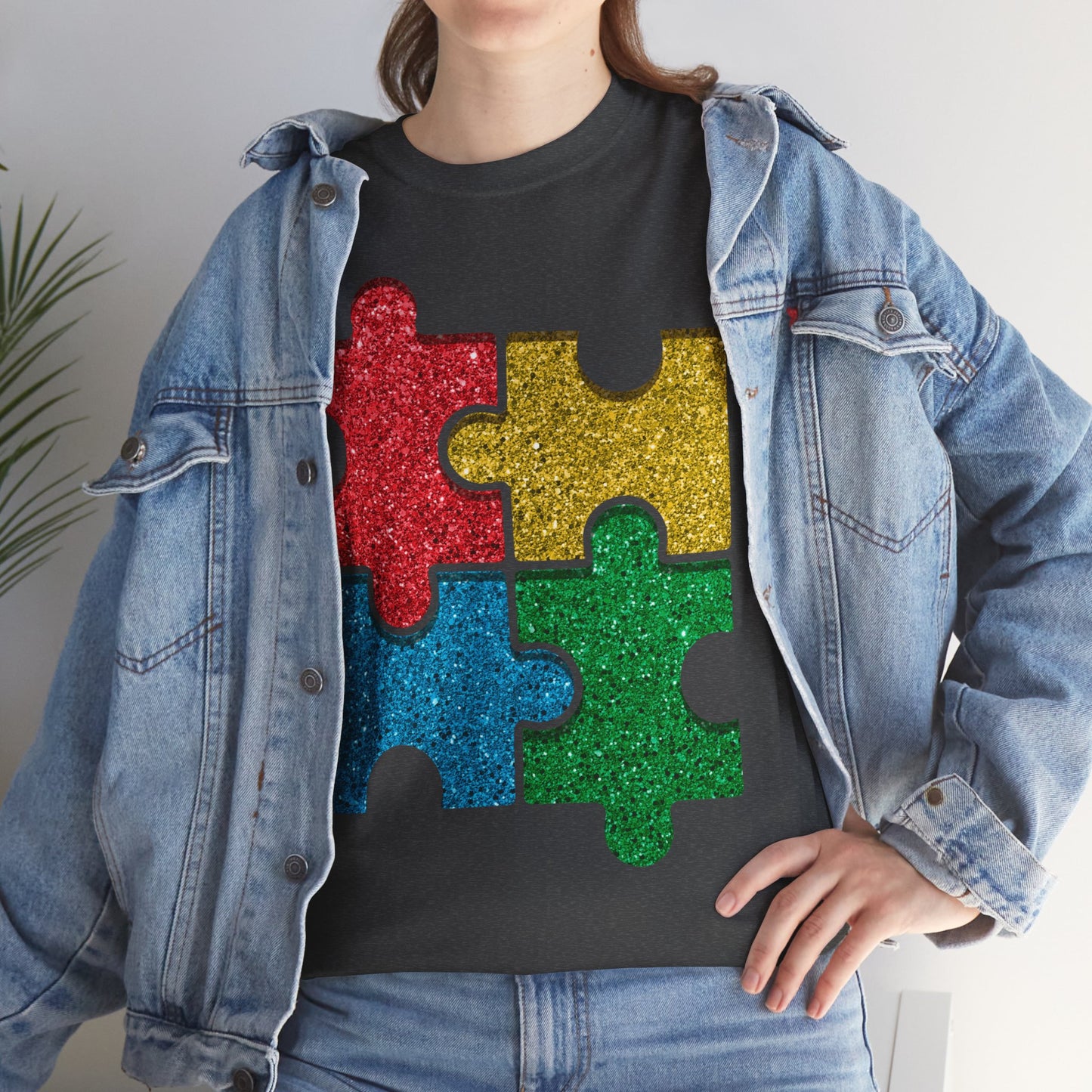 Autism Puzzle Pieces T-shirt Unisex Heavy Cotton