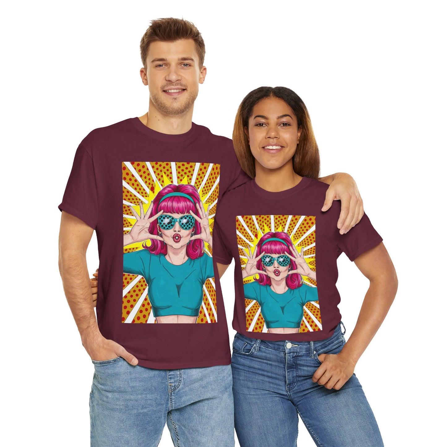 Sexy Retro PopArt Girl Vibrant Colors Unisex heavy cotton Tshirt