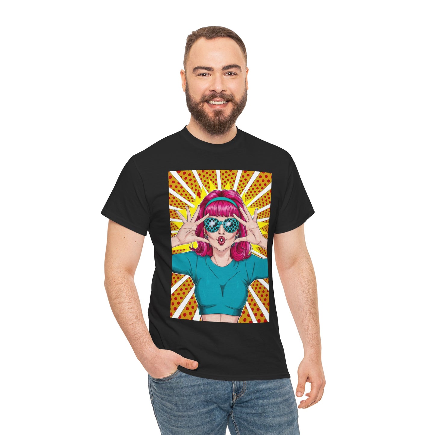 Sexy Retro PopArt Girl Vibrant Colors Unisex heavy cotton Tshirt