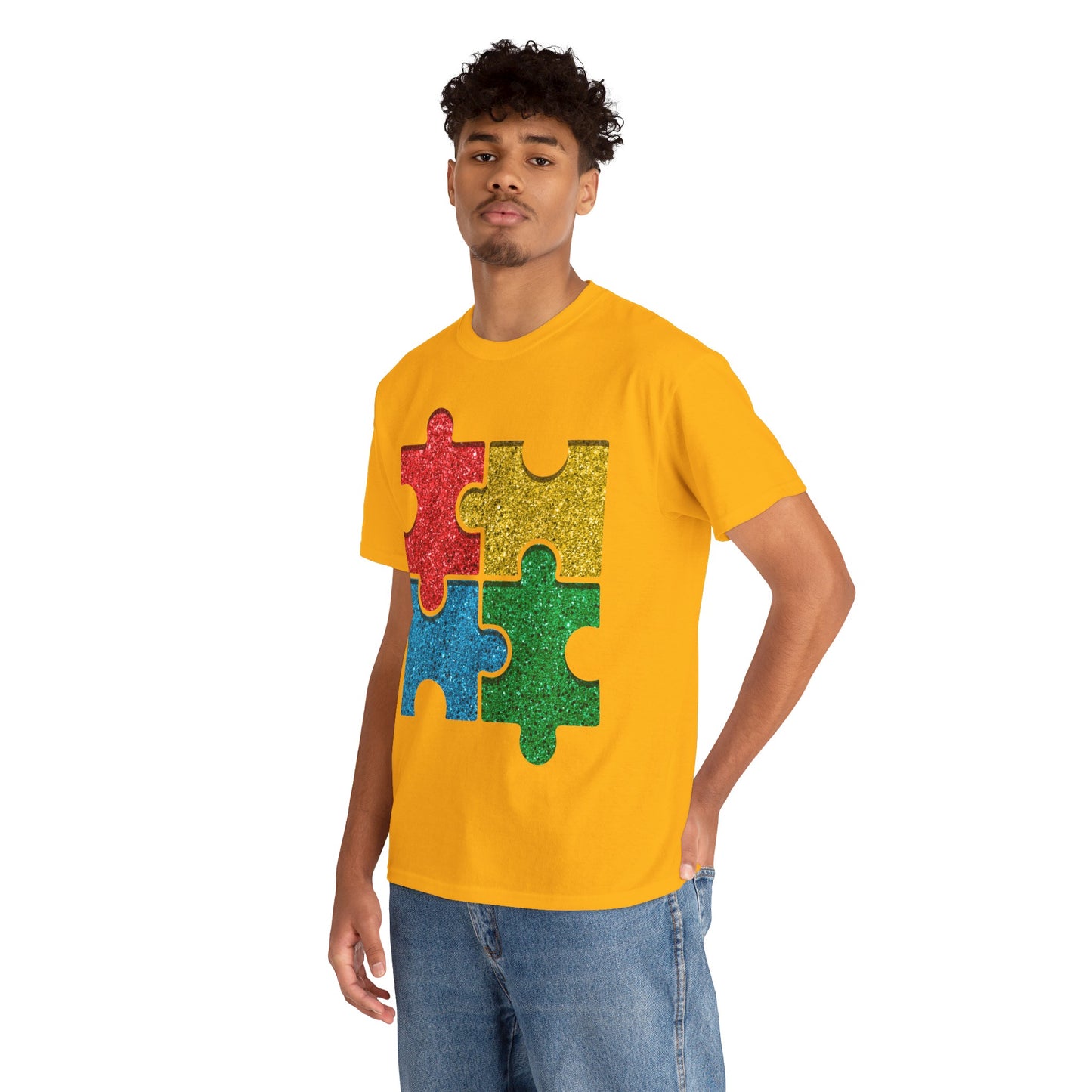 Autism Puzzle Pieces T-shirt Unisex Heavy Cotton