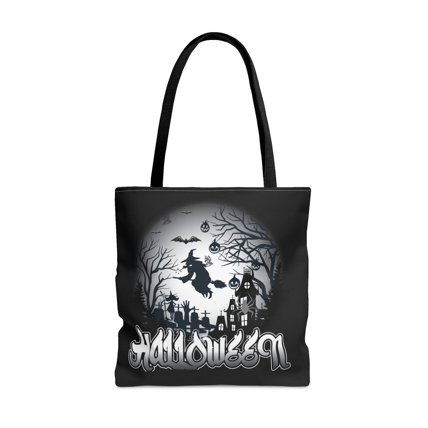 Halloween Globe Flying Witch Unisex Tote Bag (AOP)