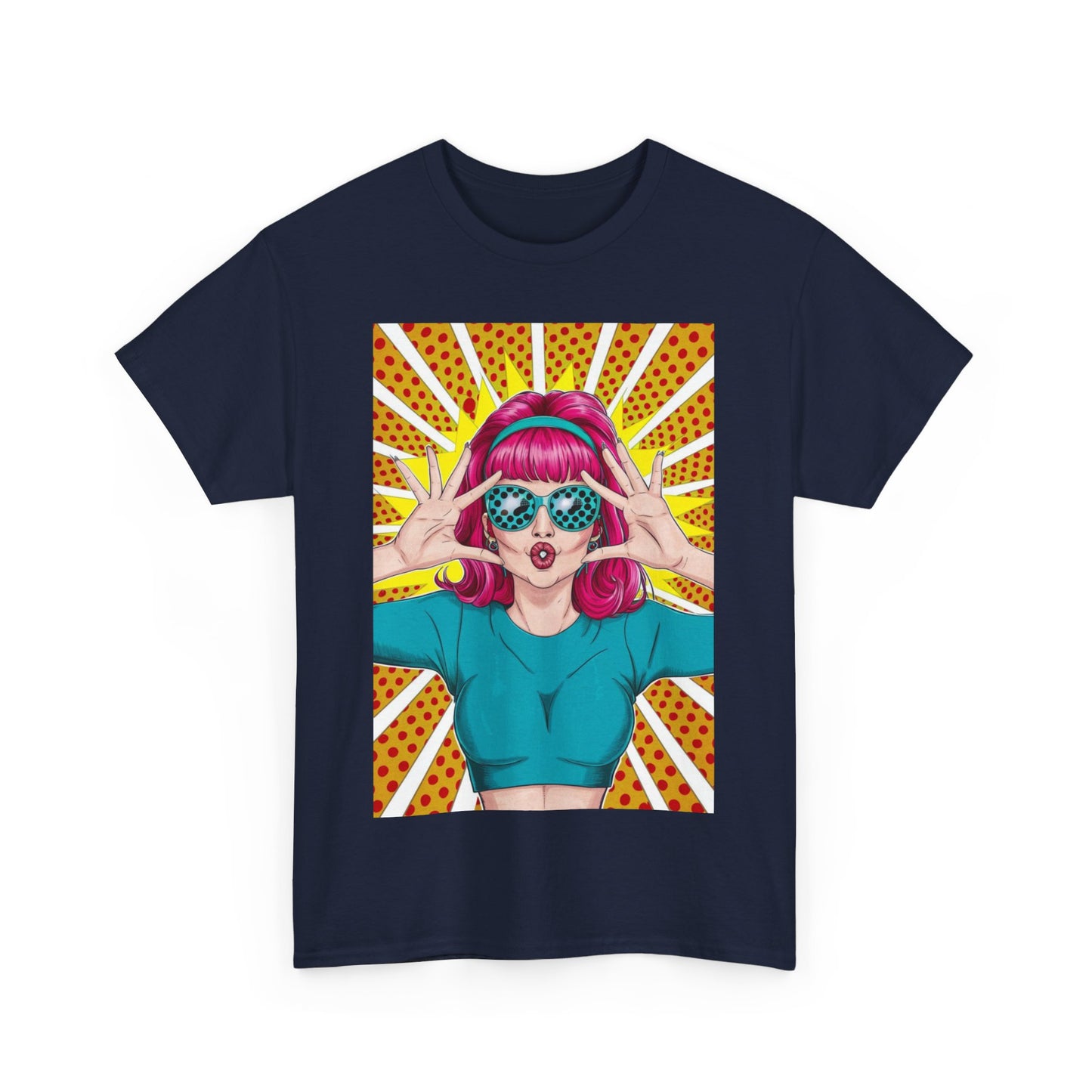 Sexy Retro PopArt Girl Vibrant Colors Unisex heavy cotton Tshirt