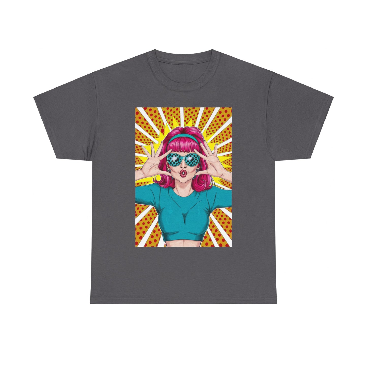 Sexy Retro PopArt Girl Vibrant Colors Unisex heavy cotton Tshirt