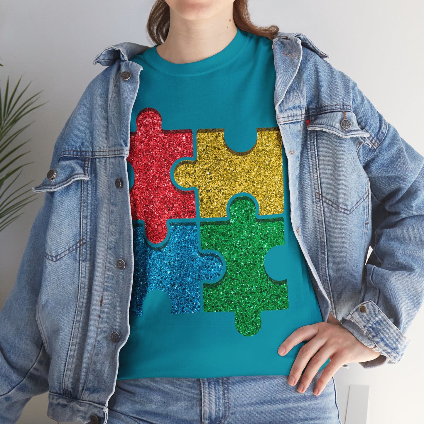 Autism Puzzle Pieces T-shirt Unisex Heavy Cotton