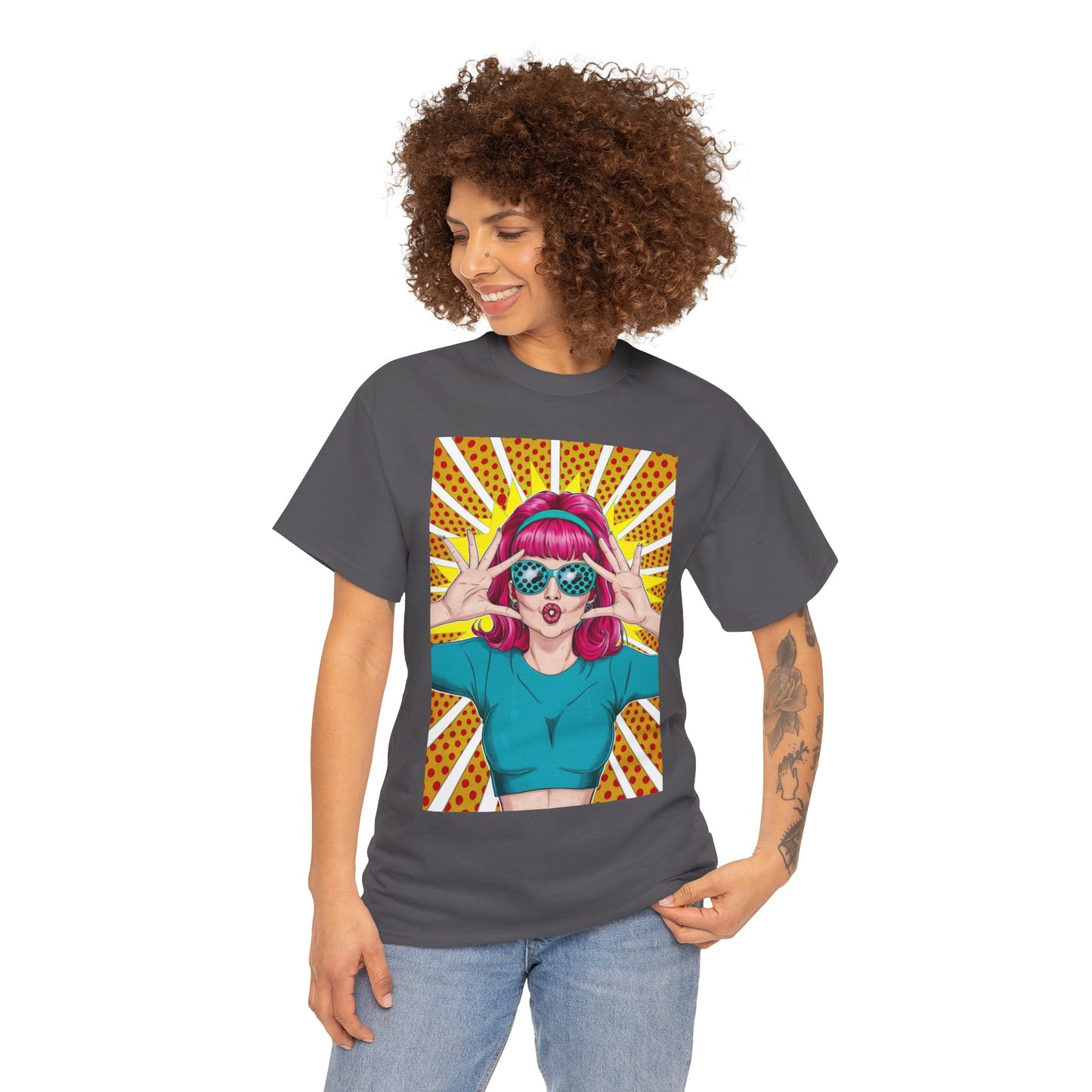 Sexy Retro PopArt Girl Vibrant Colors Unisex heavy cotton Tshirt