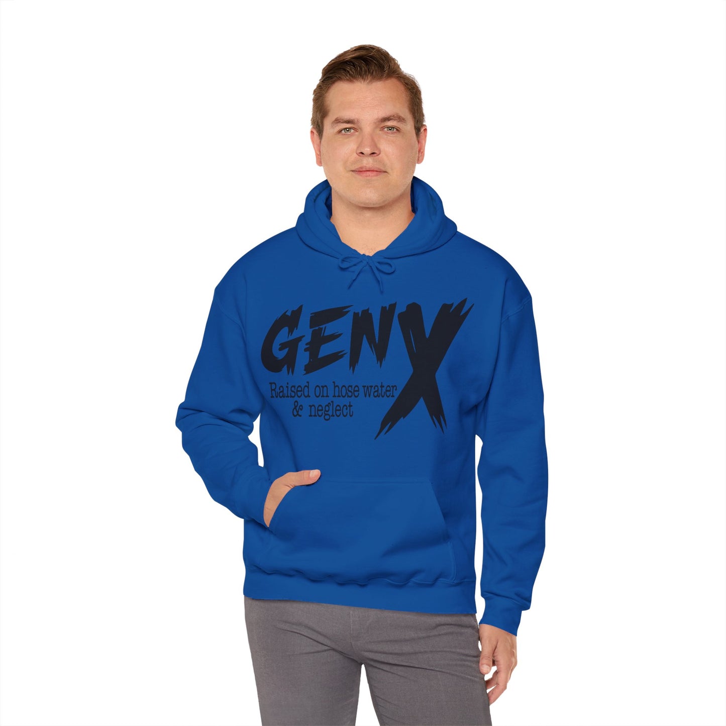 Gen X Raised on Hose Water & Neglect Front & Back Unisex Heavy Blend™ Hooded Sweatshirt