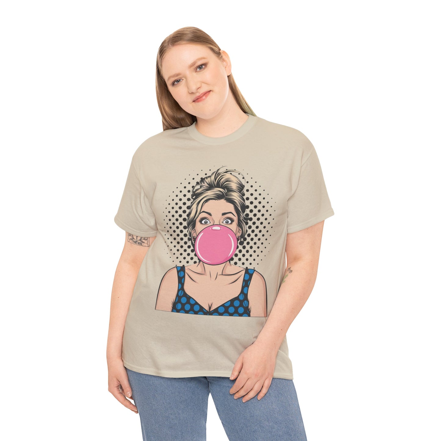PopArt Girl Bubble Gum Bubble Tshirt unisex heavy cotton