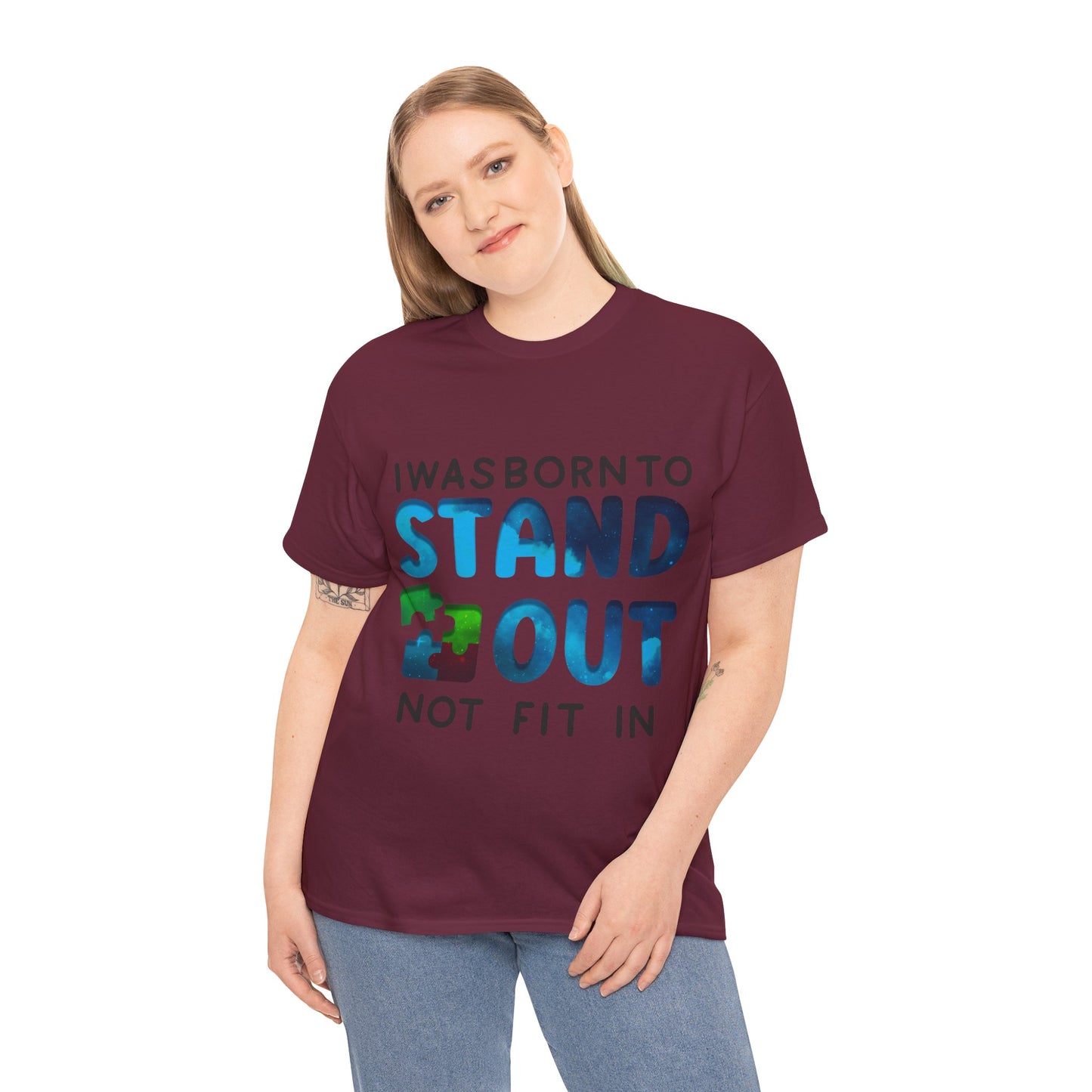 Autism I was Born To Stand Out T-shirt Unisex Heavy Cotton