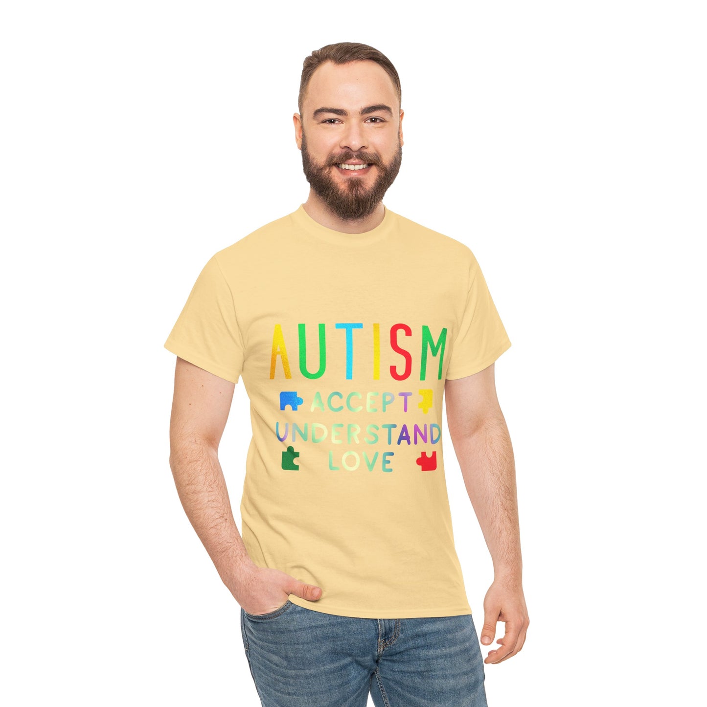 Autism ACCEPT UNDERSTAND LOVE T-shirt Unisex Heavy Cotton