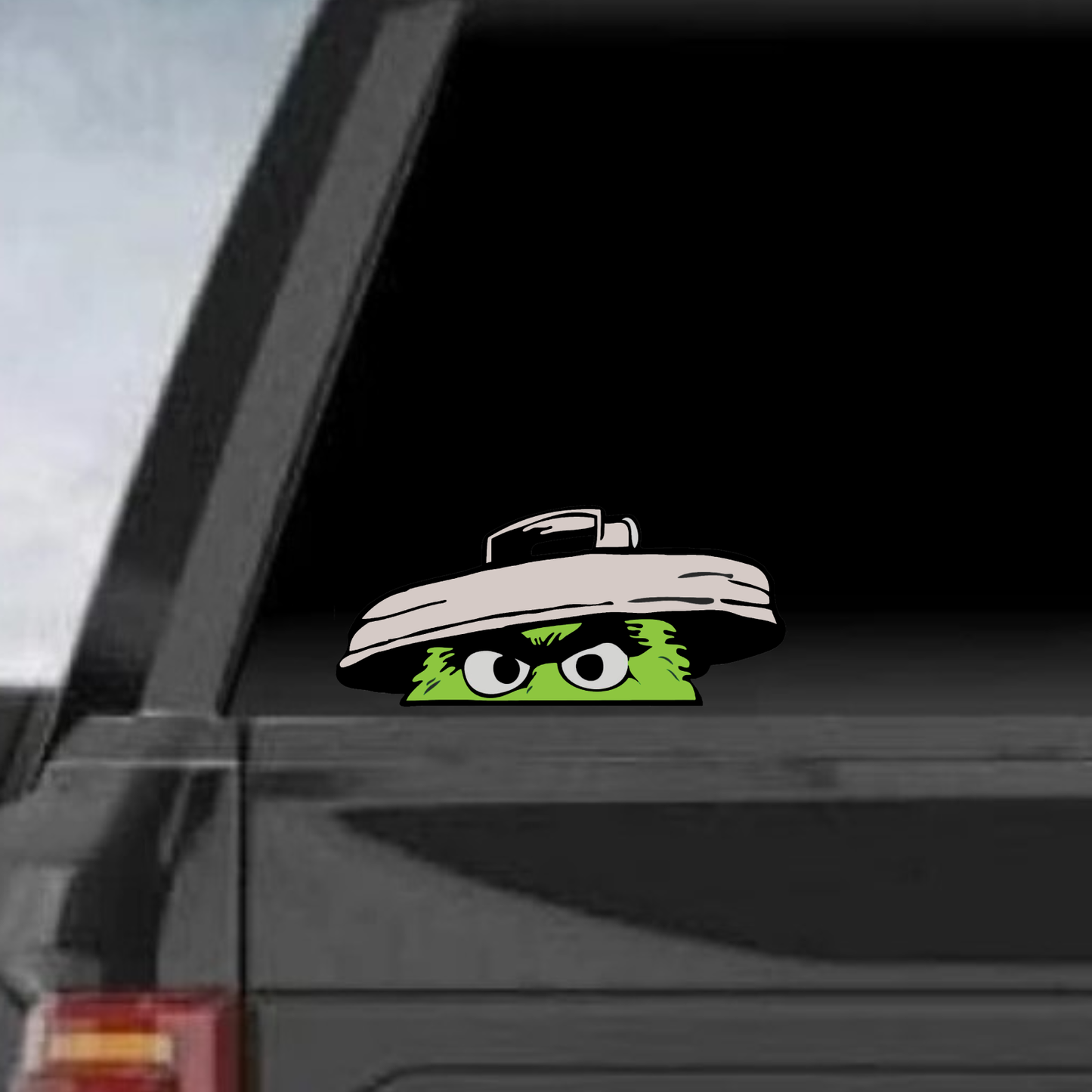 Oscar The Grouch Trash Peeper Funny Vinyl Vehicle Auto, Laptop and Tumbler Graphic Decal Sticker 6" x 2.9"